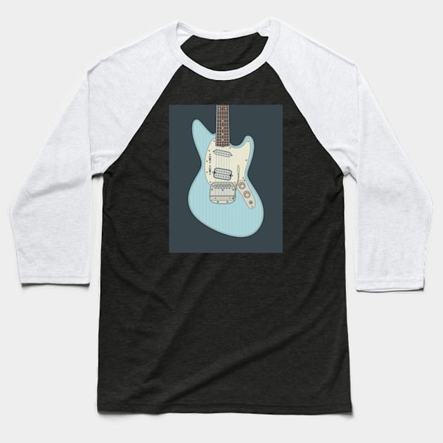 Sonic Blue Offset Guitar Baseball T-Shirt by milhad